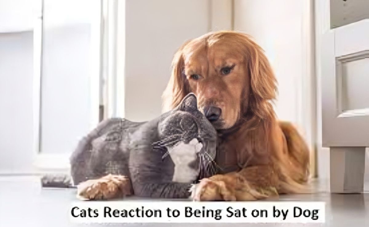 Cats Reaction to being sat on by Dog
